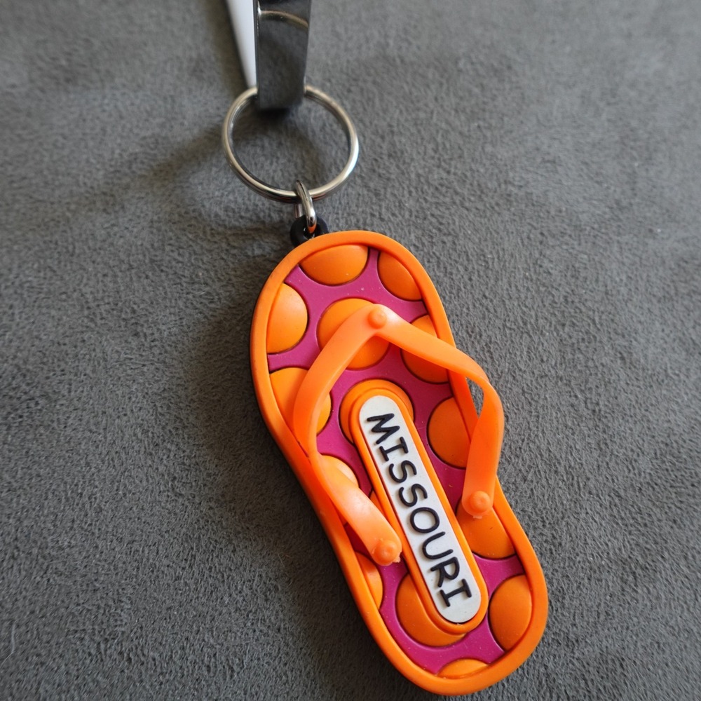 Missouri Keychain Orange Rubber Flip Flop Sandal Novelty Destination Travel